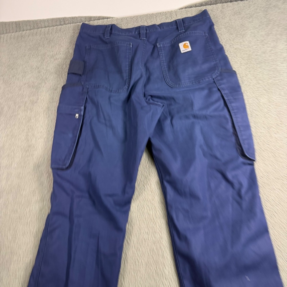 Carhartt Force Navy Blue Cargo Work Pants Mens 34x32 Utility Canvas Trousers